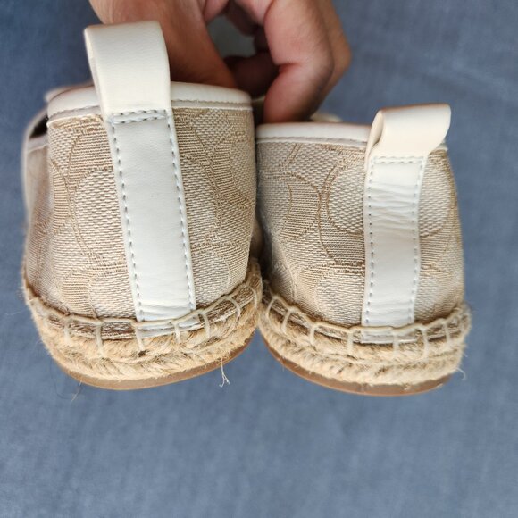 EUC Coach Carson Espadrille Signature Jacquard Slip-On Flat Jute-Foot Bed Beige - Picture 11 of 13